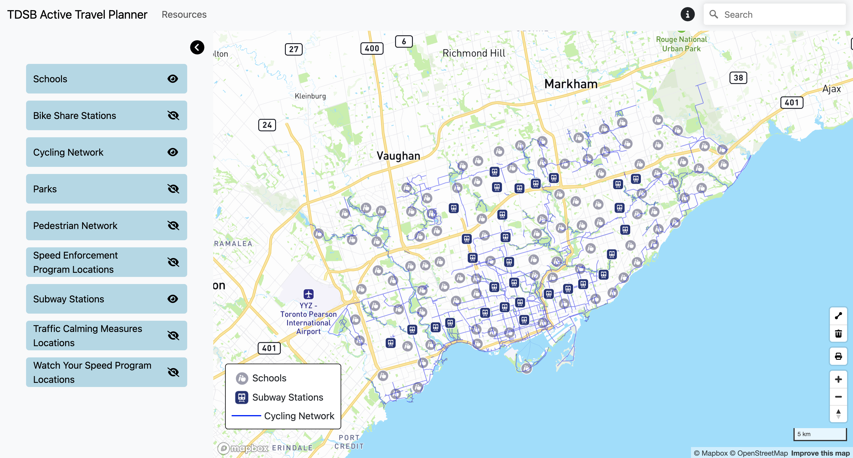 TDSB Active Travel Planner Webmap